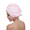 Handtuch 8 Farben Korallensamt Trockenes Haar Bad Mikrofaser Schnell trocknend Turban Super saugfähig Frauen Cap Wrap mit Knopf verdicken1