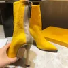 Kobieta dzianiny Buty Fframe Wskazylenie Toe Botki Buty Zip Zamknięcie Stiletto Heel Włochy Moda Buty Europejski rozmiar 35-39