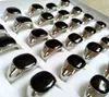 36pcs Men Women Silver Alloy Ring With Clear Black Enamel Wholesale Rhinestone Stone Charm Ring Unisex Unique Jewelry Brand New Size Mixed