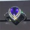 Birthstone Vecalon Ring Sterling Sier Water Drop 5a Cz Band Band Rings for Women Bridal Party Finger Jewelry Gift S