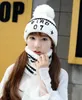 Women's Autumn Winter Hat Scarf Knitted Embroidery Letter Hat Caps Wool Warm Scarf Thick Windproof Hat And Scarf Set For Women