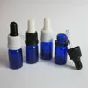 500 x 5 ml koboltblå mini glasdroppflaska, 5cc Blue Glass Essential Oljeflaska med Tamper Event Dropper
