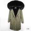 Estilo XLong Mulheres casacos de neve marca Maomaokong marrom pele de coelho forrado preto X-Long parka com marrom pele de raposa guarnição com capuz
