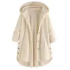 Mode-veste polaire manteau mode femmes bouton manteau hauts pull à capuche pull ample chaud large femme vestes chaqueta mujer