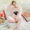 Qweek Ladies Pyjamas Sleepwear Women Pyjamas Set Velvet Pijamas Mujer Winter Pyjamas for Women 2019 Home Wear Set Drop Y2265Z