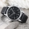 Luxe sport herenhorloge blauwe mode man horloges lederen band alle wijzerplaten werk quartz horloges voor mannen kerstcadeaus klok montres de luxe dropshipping