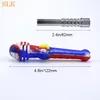 4.8 inch Honeybee Dab Straw silicone pipe Smoking pipe with 12mm titanium nail Multifunction dab rig glass oil burner pipes