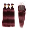 Ombre Color Hair Weaves Extensions Peruvian Hair 3Bundles with Closure T1B/27 T1B/99J Body Wave Human Hair Bundles Straight