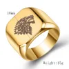 Groothandel - Rvs Ice Wolf Patroon Geometrische Vierkante Mannen Signet Ringen Mannelijke Mode-sieraden Zilver Zwart Goud Blauw