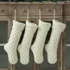 4 Colors Family Knitting wool Christmas Stockings Soild Color Personalized Stocking Large Capacity Gift Bag Xmas Decorations XD22555