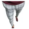 Gorąca Sprzedaż Męski Odzież Spodnie Moda Mężczyzna Mężczyzna Casual Plaid Drukuj Sznurek Elastyczny Talia Długie Spodnie Spodnie Drop Shipping