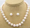 Mode-sieraden 9-10 mm Witte South Sea Pearl Necklace Earring Set