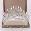 Trendy Cor Prata Rhinestone cristal Rainha da Coroa Grande nupcial do casamento Tiara Mulheres concurso de beleza Acessórios para Cabelo nupcial MX200720 Jóias