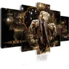 5 Stück Mode-Wandkunst-Leinwandgemälde, abstrakte goldene Textur, Tier, Löwe, Elefant, Nashorn, moderne Heimdekoration, ohne Rahmen, T206085709