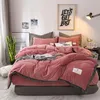 FB18003 Parure de lit en velours cristal de luxe populaire, housse de couette, drap, ensemble de 4 pièces, linge de lit d'hiver, King, Queen Size, pour la maison, Tex2488