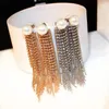 Wholesale-New trendy fashion luxury designer full diamonds rhinstone tassel pearl stud earrings for woman girls