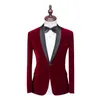 Knappe Fluwelen Materiaal Bruidegom Tuxedos Man Business Suits Men Prom Party Coat Broek Sets (jas + Broek + Strikje) K 50
