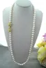 Hand knotted natural 8-9mm white freshwater pearl necklace sweater chain long 80cm fashion jewelry294S