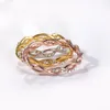 S997 Hot Moda Biżuteria Damska Prosty Twist Ring Copper Diamond Bridal Ring