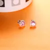 Pembe CZ Diamond Heart Stud Küpe Gül Altın Pandora için 925 Sterlling Gümüş Düğün Tasarımcı Kadınlar için Takı Hediye Hediye Orijinal Kutu ile Lüks Küpe