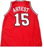 バスケットボールメンズRon Artest St. Johns University Redmen College ThrowbackバスケットボールステッチカレッジバスケットボールジャージサイズS-5XL