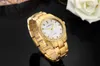 Famosos nuevos relojes CRRJU Mujeres Damas Crystal Diamond Quartz-Watch Relojes de mu￱eca de oro de lujo para mujeres RELOJES MUJER