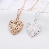 Charm Hollow Flower Heart Shape Pendant Necklace Women/Men Lovers's Jewelry Valentines Gift Romantic Fancy Photo Locket Collares