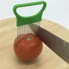 Easy Cut Onion Holder Fork Stainless Steel +Plastic Vegetable Slicer Tomato Cutter Metal Meat Needle Gadgets Meat Frok c210