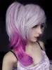 Parrucca cosplay coda di cavallo con clip ondulata viola scuro Ombre LOL Lux Elementalist per le donne7417357