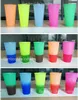 Tazza che cambia colore, 700 ml, in plastica ad alta capacità, riutilizzabile, per bicchieri freddi e caldi, bicchieri per succhi di frutta, con coperchio, cannuccia, 5 colori