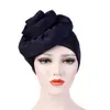 이슬람 여성 면화 큰 꽃 Turban 모자 암 화학 비니 캡 Hijab Pleated 랩 헤드 커버 탈모 액세서리