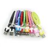 Noodle gevlochten type C Micro USB-kabel Sync-gegevens opladen 1M 2M 3M Cord platte geweven stof Dual Colors voor Samsung