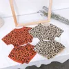 وصلت جديدة Leopard Girls Outfits 2019 Summer Short Sleeve Topsshorts Kids Sets Designer Designer Clothing Clothing Girls Su7384526
