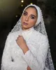 Robes De mariée musulmanes en dentelle classique 2019 à manches longues col haut appliqué robes De mariée en dentelle une ligne balayage Train Vestido De Novia