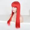 Size: adjustable Women Synthetic Cardi B Cosplay Wig Women Blunt Bangs long Bob egyptian Hair Vivid Wigs red Length:60cm