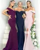 New Sexy Bridesmaid Dresses 2019 Long For Weddings Mermaid Off Shoulder Backless Sweetheart Satin Front Split Plus Size Party Party Gowns