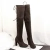Hot Sale-Sexy Black Suede Patent Leather Over The Knee High Thigh High long Boots Women slim sexy winter fur boots
