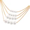 女性の多層ネックレス白い人工真珠の気質ネックレスクラビクルチェーンファッションジュエリー