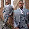 Мода Марка Классический Проверить Groom Tuxedos Notached отворотом Две кнопки Groomsmen Mens Свадеб куртка Blazer 3 шт