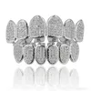 Ny Baguette Set Tänder Grillz Top Bottom Silver Färggrillar Dental Mouth Hip Hop Fashion Smycken Rapper Smycken