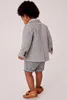 夏のベビー幼児男の子デザイナー服ハンサムな男の子のフォーマルスーツのためのウェディングプロムディナー子供服（ジャケット+パンツ）