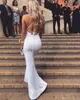 Sexig enkel sommarlångt brudtärna klänningar Deep V Neck sjöjungfru Spaghetti Rem Öppen rygg Satin Evening Prom Gowns Wedding Guest Maid of Honor Custom Made Made Made