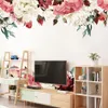 Hot Mooie Peony Flowers Muursticker Vinyl Zelfklevende Flora Wall Art Aquarel voor Woonkamer Slaapkamer Home Decor