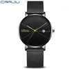 Crrju Men's Watches New Luxury Brand Men Fashion Sports Sportz-WatchステンレススチールメッシュストラップUltra Thin Watches Gift Clock252i