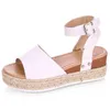 Hot Sale-Girls صنادل كبيرة Flatform ليوبارد إسفين كعب 6-8 سم مقاس 35-41