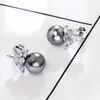 Modne kolczyki z symulowaną szarą perłową Oorbellen Drop Whole Women Earring Oświadczenie Biżuteria 7311374