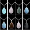 ePacket dhl goutte d'eau pierre naturelle améthyste poudre cristal Turquoise pendentif avec chaînes DAN14 mélanger ordre bijoux