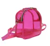 DHL50pcs sac à dos sac femmes PVC clair gelée grande capacité fermeture éclair étanche sacs à bandoulière 6 couleurs