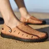 Vente chaude- Sandales Hommes Sabots D'été Plus Taille 45-46 Couture Slip-On Microfibre Sandales De Plage Mâle Semelle Robuste Chaussures De Marche Pour Hommes