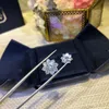 Оптово Дизайнер S925 Sterling Silver Полный 3A Циркон ВС цветок серьги стержня для женщин ювелирные изделия